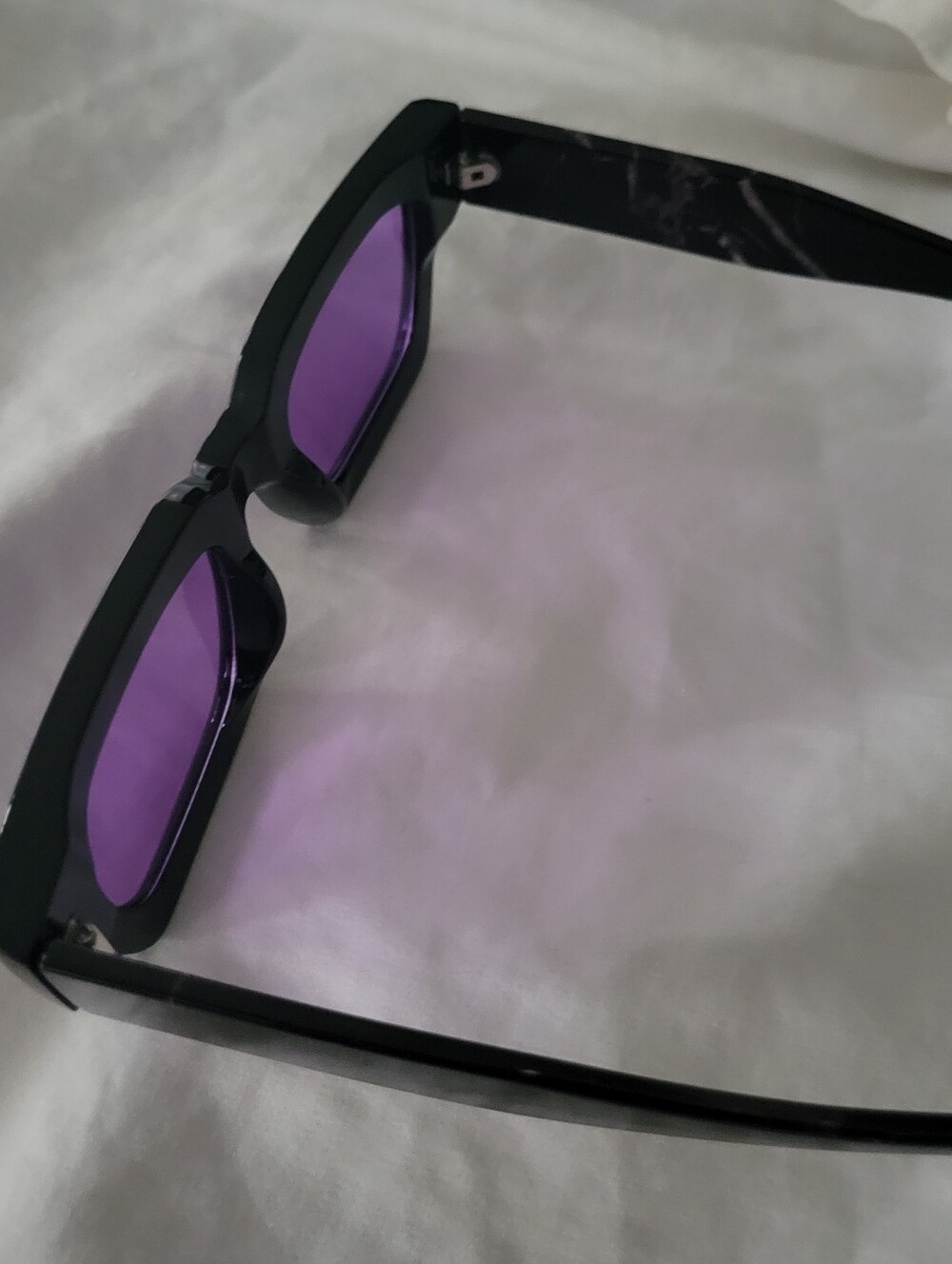 Black Frame Sunglasses with Purple Lenses - Picture 5 of 11
